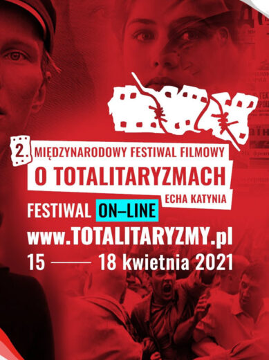 Grafika promująca II Międzynarodowy Festiwal Filmowy o Totalitaryzmach "Echa Katynia".