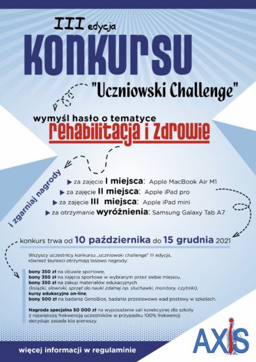 Plakat promujący konkurs "Uczniowski Challenge".
