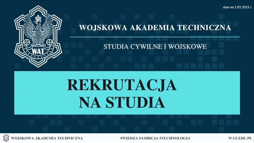 Grafika z prezentacji rekrutacyjnej na studia w Wojskowej Akademii Technicznej w Warszawie.