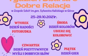 Plakat promujący Tydzień Dobania o Dobre Relacje.