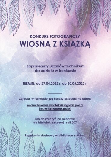 Plakat promujący konkurs "Wiosna z książką".