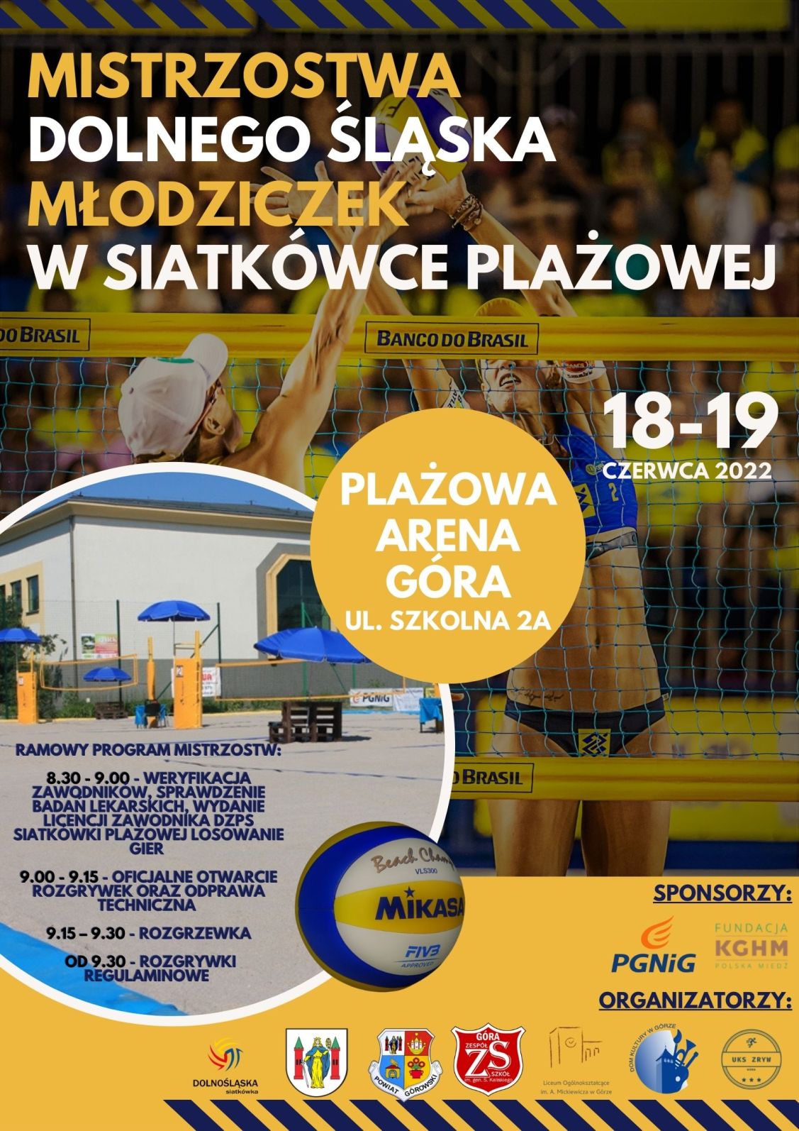 Plakat Mistrzostwa Dolnego Śląska Młodziczek w Siatkówce Plażowej 2022