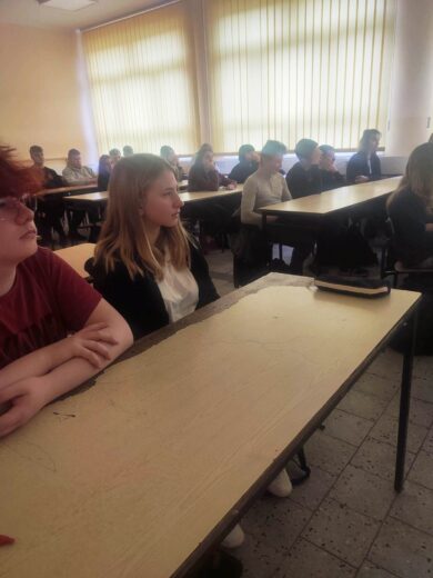 Spotkanie uczniów klas pierwszych Branżowej Szkoły I stopnia z przedstawicielem Okręgowego Inspektoratu Pracy we Wrocławiu.