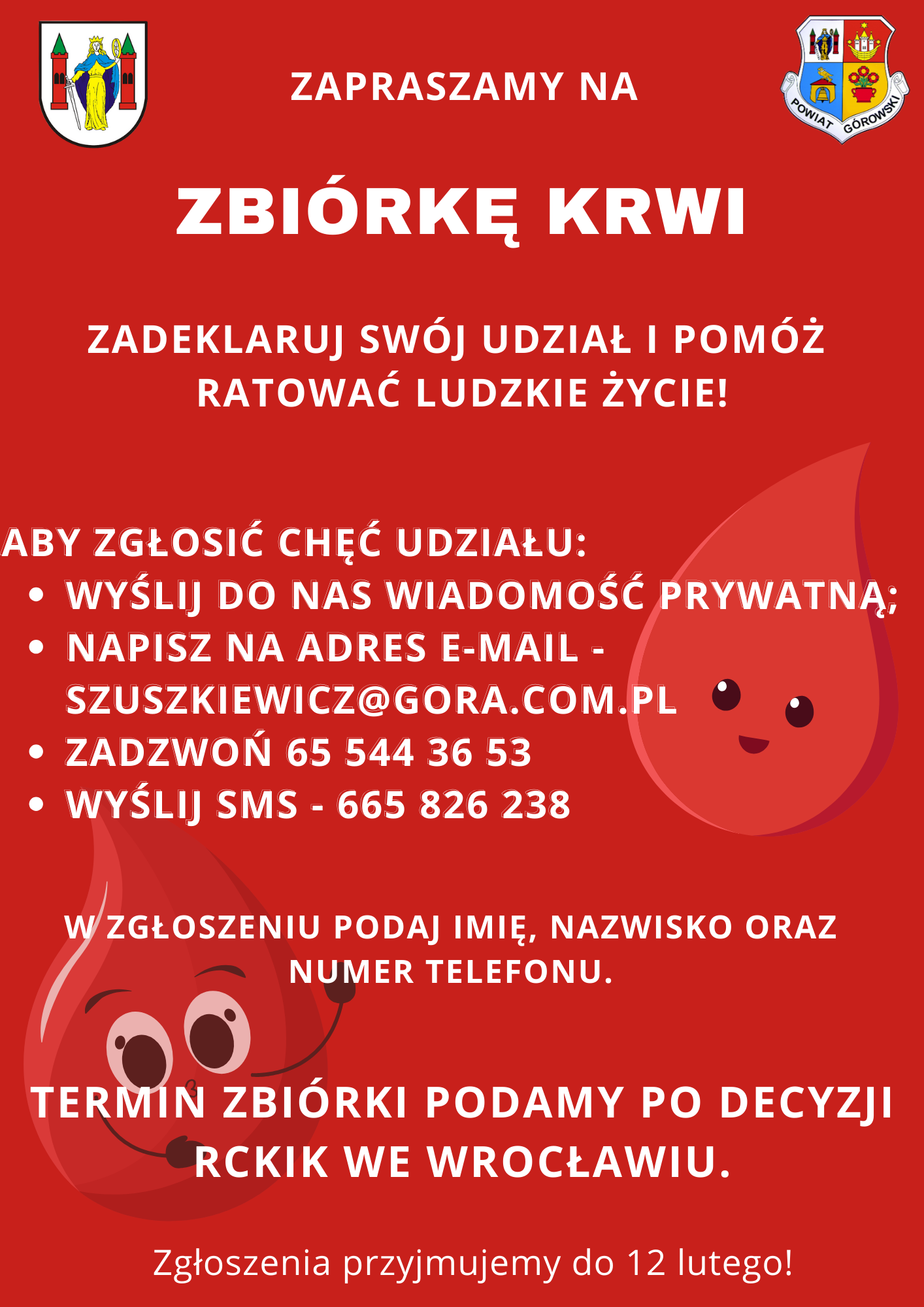 Plakat promujący zbiórkę krwi 2024